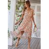 imagePRETTYGARDEN Womens Summer Floral Boho Dress Wrap V Neck Short Sleeve Ruffle ALine Flowy Maxi Wedding Guest DressesYellow Floral