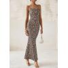imagePRETTYGARDEN Womens Summer Halter Maxi Dress 2025 Sleeveless Leopard Printed Sexy Backless Bodycon Cocktail Long DressBlack Leopard