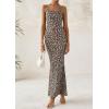 imagePRETTYGARDEN Womens Summer Halter Maxi Dress 2025 Sleeveless Leopard Printed Sexy Backless Bodycon Cocktail Long DressBlack Leopard