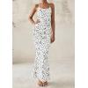 imagePRETTYGARDEN Womens Summer Halter Maxi Dress 2025 Sleeveless Leopard Printed Sexy Backless Bodycon Cocktail Long DressDot White Black