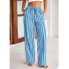 imagePRETTYGARDEN Womens Wide Leg Lounge Pants 2025 Summer Drawstring Elastic Waist Comfy Striped Pajama Bottoms Trendy ClothesStriped Grey Blue