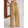 imagePRETTYGARDEN Womens Wide Leg Lounge Pants 2025 Summer Drawstring Elastic Waist Comfy Striped Pajama Bottoms Trendy ClothesStriped Khaki Army Green