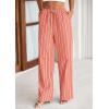 imagePRETTYGARDEN Womens Wide Leg Lounge Pants 2025 Summer Drawstring Elastic Waist Comfy Striped Pajama Bottoms Trendy ClothesStriped Pink Orange