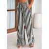 imagePRETTYGARDEN Womens Wide Leg Lounge Pants 2025 Summer Drawstring Elastic Waist Comfy Striped Pajama Bottoms Trendy ClothesStriped White Black