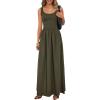 imagePRETTYGARDEN Womens Summer Casual Scoop Neck Sleeveless Long Dresses Tank Top Patchwork Aline Swing Maxi Dress with PocketsArmy Green
