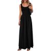 imagePRETTYGARDEN Womens Summer Casual Scoop Neck Sleeveless Long Dresses Tank Top Patchwork Aline Swing Maxi Dress with PocketsBlack