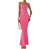 imagePRETTYGARDEN Womens Summer Halter Maxi Dress 2025 Sleeveless Leopard Printed Sexy Backless Bodycon Cocktail Long DressPink Leopard