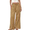 imagePRETTYGARDEN Womens Wide Leg Lounge Pants 2025 Summer Drawstring Elastic Waist Comfy Striped Pajama Bottoms Trendy ClothesStriped Khaki Army Green