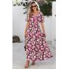 imagePRETTYGARDEN Summer Dresses for Women 2025 V Neck Puff Short Sleeve ALine Floral Flowy Long Maxi Boho Tiered Beach DressesCoffee Pink Flower