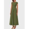 imagePRETTYGARDEN Womens Summer Casual Long Dresses Cap Sleeve Patchwork A Line Flowy Modest Elegant Homecoming Maxi DressArmy Green