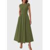 imagePRETTYGARDEN Womens Summer Casual Long Dresses Cap Sleeve Patchwork A Line Flowy Modest Elegant Homecoming Maxi DressArmy Green