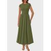 imagePRETTYGARDEN Womens Summer Casual Long Dresses Cap Sleeve Patchwork A Line Flowy Modest Elegant Homecoming Maxi DressArmy Green