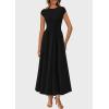 imagePRETTYGARDEN Womens Summer Casual Long Dresses Cap Sleeve Patchwork A Line Flowy Modest Elegant Homecoming Maxi DressBlack