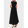 imagePRETTYGARDEN Womens Summer Casual Long Dresses Cap Sleeve Patchwork A Line Flowy Modest Elegant Homecoming Maxi DressBlack