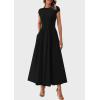 imagePRETTYGARDEN Womens Summer Casual Long Dresses Cap Sleeve Patchwork A Line Flowy Modest Elegant Homecoming Maxi DressBlack