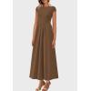 imagePRETTYGARDEN Womens Summer Casual Long Dresses Cap Sleeve Patchwork A Line Flowy Modest Elegant Homecoming Maxi DressDark Coffee