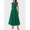 imagePRETTYGARDEN Womens Summer Casual Long Dresses Cap Sleeve Patchwork A Line Flowy Modest Elegant Homecoming Maxi DressDark Green