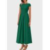 imagePRETTYGARDEN Womens Summer Casual Long Dresses Cap Sleeve Patchwork A Line Flowy Modest Elegant Homecoming Maxi DressDark Green