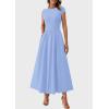 imagePRETTYGARDEN Womens Summer Casual Long Dresses Cap Sleeve Patchwork A Line Flowy Modest Elegant Homecoming Maxi DressLight Blue