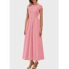 imagePRETTYGARDEN Womens Summer Casual Long Dresses Cap Sleeve Patchwork A Line Flowy Modest Elegant Homecoming Maxi DressPink