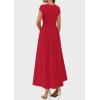 imagePRETTYGARDEN Womens Summer Casual Long Dresses Cap Sleeve Patchwork A Line Flowy Modest Elegant Homecoming Maxi DressRed