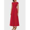 imagePRETTYGARDEN Womens Summer Casual Long Dresses Cap Sleeve Patchwork A Line Flowy Modest Elegant Homecoming Maxi DressRed