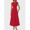 imagePRETTYGARDEN Womens Summer Casual Long Dresses Cap Sleeve Patchwork A Line Flowy Modest Elegant Homecoming Maxi DressRed