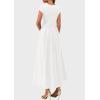 imagePRETTYGARDEN Womens Summer Casual Long Dresses Cap Sleeve Patchwork A Line Flowy Modest Elegant Homecoming Maxi DressWhite
