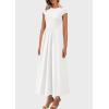 imagePRETTYGARDEN Womens Summer Casual Long Dresses Cap Sleeve Patchwork A Line Flowy Modest Elegant Homecoming Maxi DressWhite