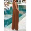 imagePRETTYGARDEN Summer Sleeveless Jumpsuits for Women Dressy Square Neck Wide Leg Pants Knitted One Piece Rompers with PocketsBrown