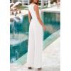 imagePRETTYGARDEN Summer Sleeveless Jumpsuits for Women Dressy Square Neck Wide Leg Pants Knitted One Piece Rompers with PocketsWhite