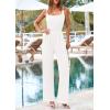 imagePRETTYGARDEN Summer Sleeveless Jumpsuits for Women Dressy Square Neck Wide Leg Pants Knitted One Piece Rompers with PocketsWhite