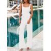 imagePRETTYGARDEN Summer Sleeveless Jumpsuits for Women Dressy Square Neck Wide Leg Pants Knitted One Piece Rompers with PocketsWhite