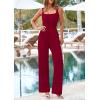 imagePRETTYGARDEN Summer Sleeveless Jumpsuits for Women Dressy Square Neck Wide Leg Pants Knitted One Piece Rompers with PocketsWine Red