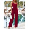imagePRETTYGARDEN Summer Sleeveless Jumpsuits for Women Dressy Square Neck Wide Leg Pants Knitted One Piece Rompers with PocketsWine Red