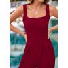 imagePRETTYGARDEN Summer Sleeveless Jumpsuits for Women Dressy Square Neck Wide Leg Pants Knitted One Piece Rompers with PocketsWine Red