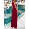 imagePRETTYGARDEN Summer Sleeveless Jumpsuits for Women Dressy Square Neck Wide Leg Pants Knitted One Piece Rompers with PocketsWine Red