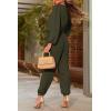 imagePRETTYGARDEN Womens Spring Fall Jumpsuits Casual Dressy One Piece Outfits V Neck Long Sleeve Belt Pockets Long Pants RomperArmy Green