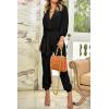 imagePRETTYGARDEN Womens Spring Fall Jumpsuits Casual Dressy One Piece Outfits V Neck Long Sleeve Belt Pockets Long Pants RomperBlack