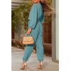imagePRETTYGARDEN Womens Spring Fall Jumpsuits Casual Dressy One Piece Outfits V Neck Long Sleeve Belt Pockets Long Pants RomperBlue Green