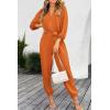 imagePRETTYGARDEN Womens Spring Fall Jumpsuits Casual Dressy One Piece Outfits V Neck Long Sleeve Belt Pockets Long Pants RomperBrown Yellow