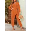 imagePRETTYGARDEN Womens Spring Fall Jumpsuits Casual Dressy One Piece Outfits V Neck Long Sleeve Belt Pockets Long Pants RomperBrown Yellow