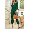 imagePRETTYGARDEN Womens Spring Fall Jumpsuits Casual Dressy One Piece Outfits V Neck Long Sleeve Belt Pockets Long Pants RomperDark Green