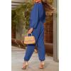 imagePRETTYGARDEN Womens Spring Fall Jumpsuits Casual Dressy One Piece Outfits V Neck Long Sleeve Belt Pockets Long Pants RomperDenim Blue