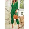 imagePRETTYGARDEN Womens Spring Fall Jumpsuits Casual Dressy One Piece Outfits V Neck Long Sleeve Belt Pockets Long Pants RomperGreen