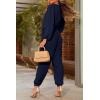 imagePRETTYGARDEN Womens Spring Fall Jumpsuits Casual Dressy One Piece Outfits V Neck Long Sleeve Belt Pockets Long Pants RomperNavy