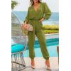imagePRETTYGARDEN Womens Spring Fall Jumpsuits Casual Dressy One Piece Outfits V Neck Long Sleeve Belt Pockets Long Pants RomperOlive Green