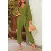 imagePRETTYGARDEN Womens Spring Fall Jumpsuits Casual Dressy One Piece Outfits V Neck Long Sleeve Belt Pockets Long Pants RomperOlive Green