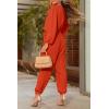 imagePRETTYGARDEN Womens Spring Fall Jumpsuits Casual Dressy One Piece Outfits V Neck Long Sleeve Belt Pockets Long Pants RomperOrange