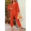 imagePRETTYGARDEN Womens Spring Fall Jumpsuits Casual Dressy One Piece Outfits V Neck Long Sleeve Belt Pockets Long Pants RomperOrange